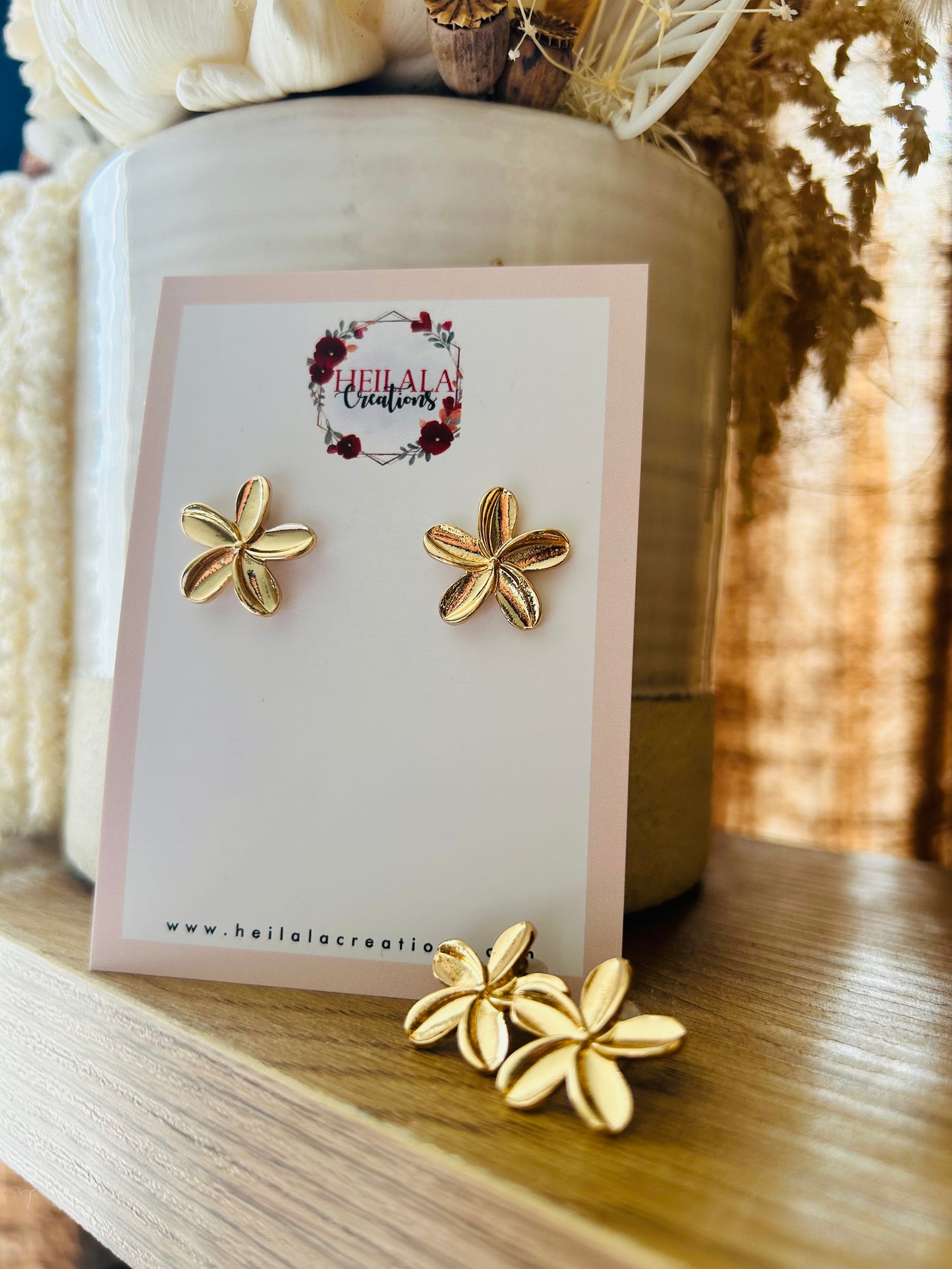 Gold plated frangipani studs