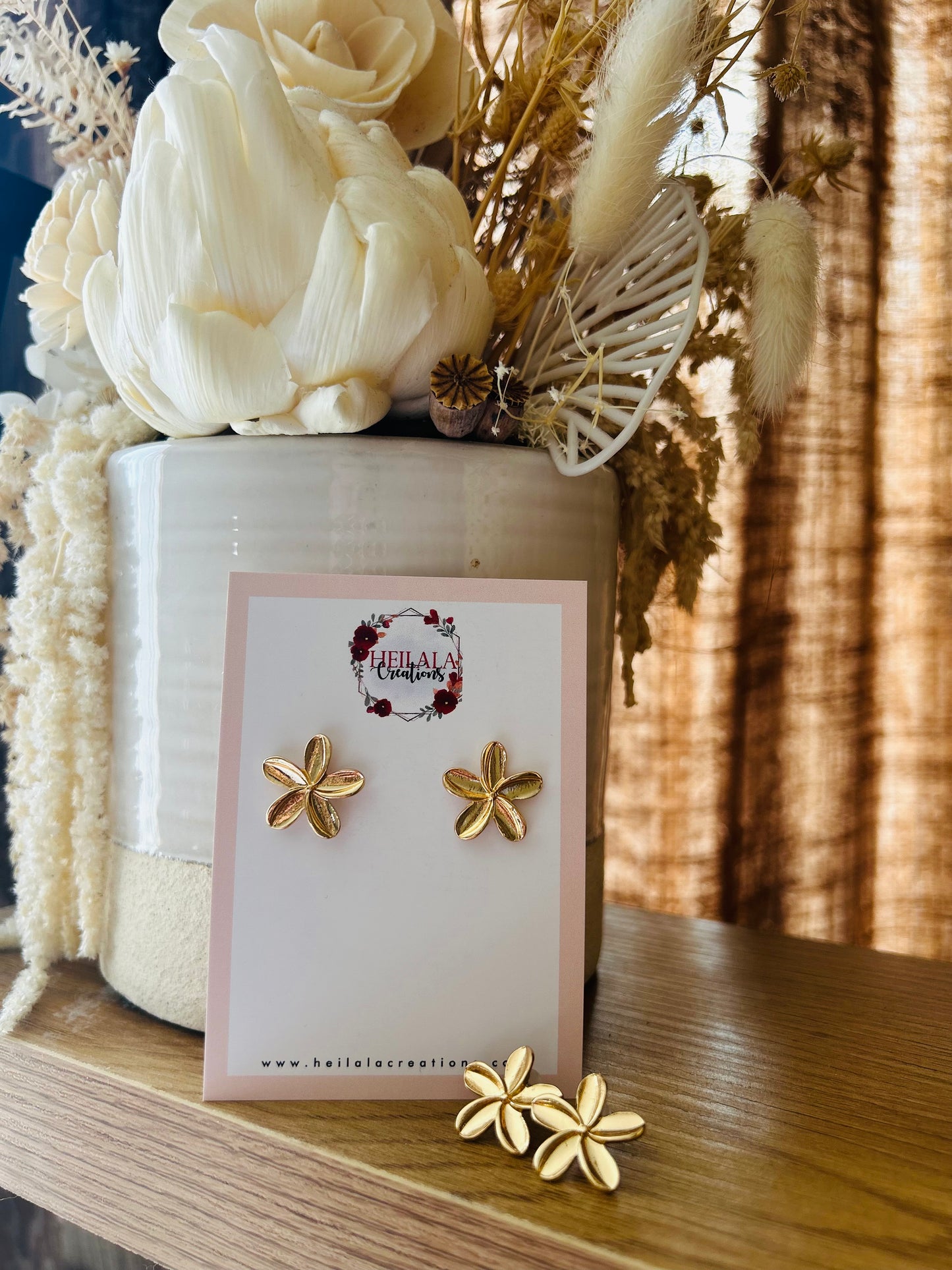 Gold plated frangipani studs