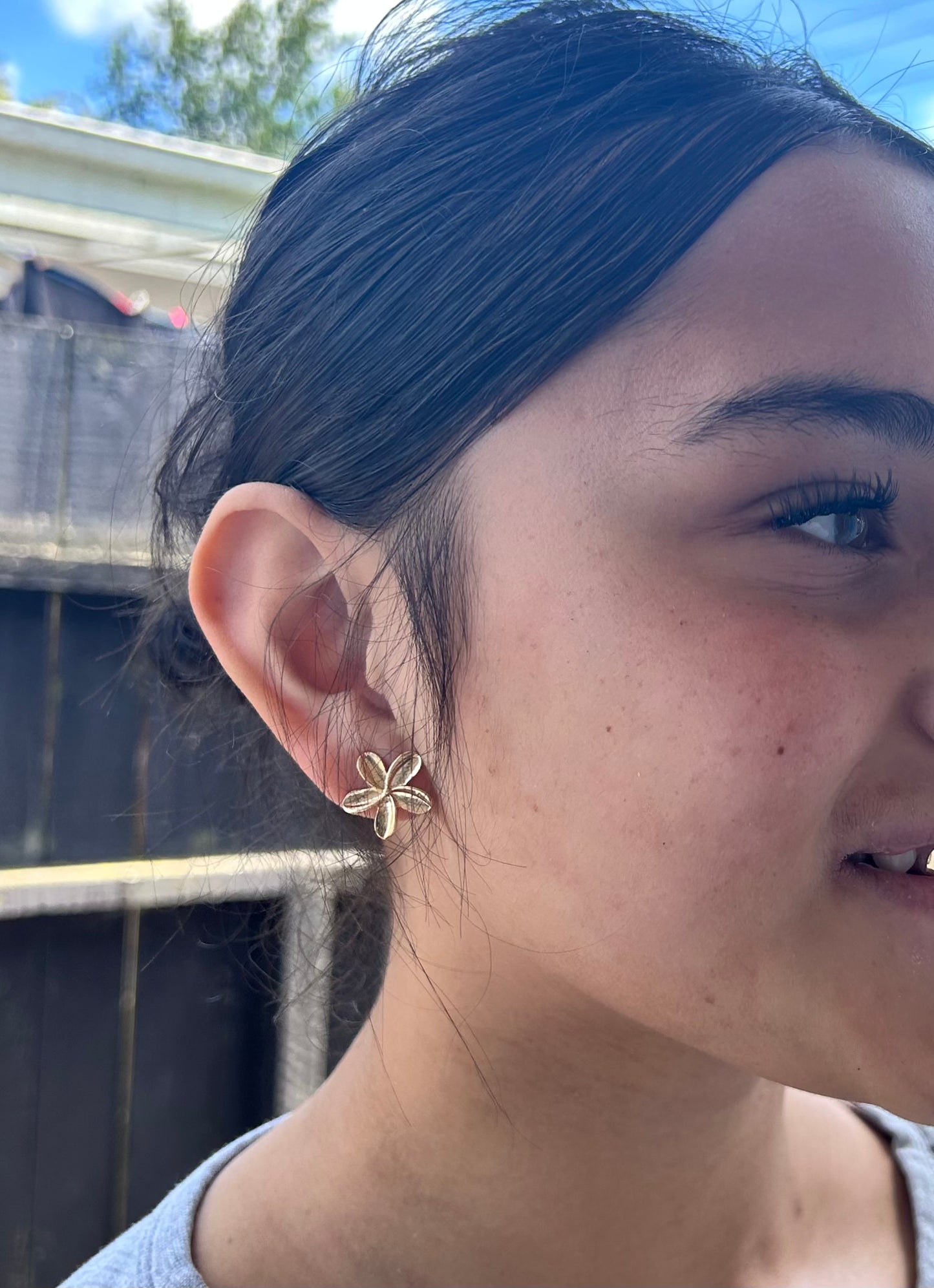 Gold plated frangipani studs