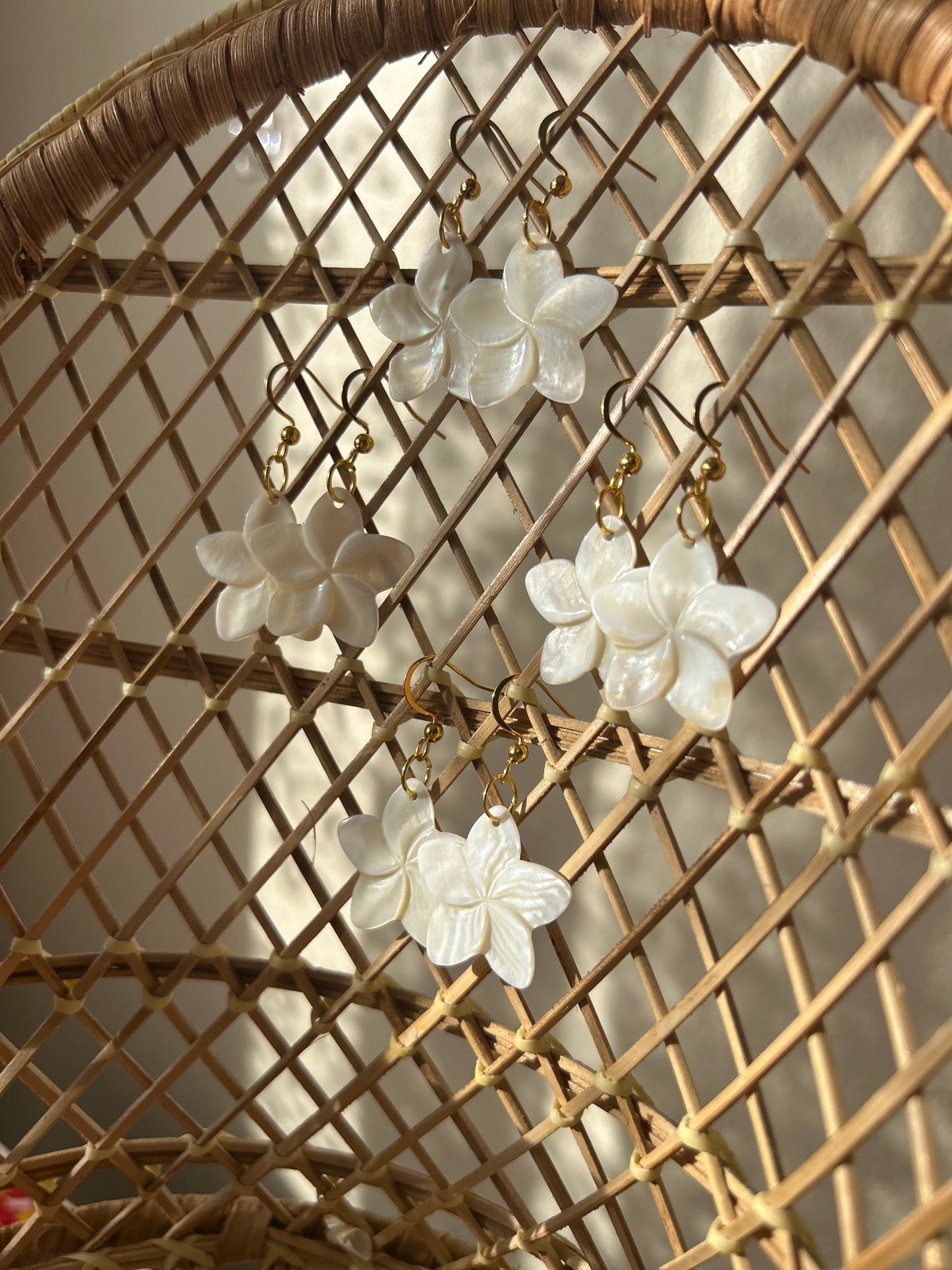 Mother of pearl flower dangles