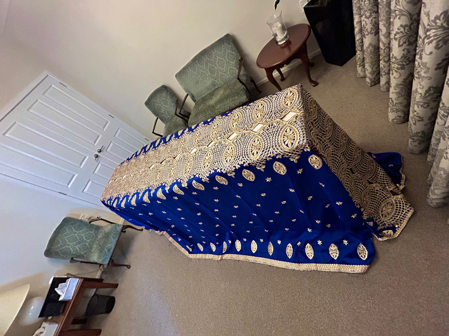 Royal blue with gold finish