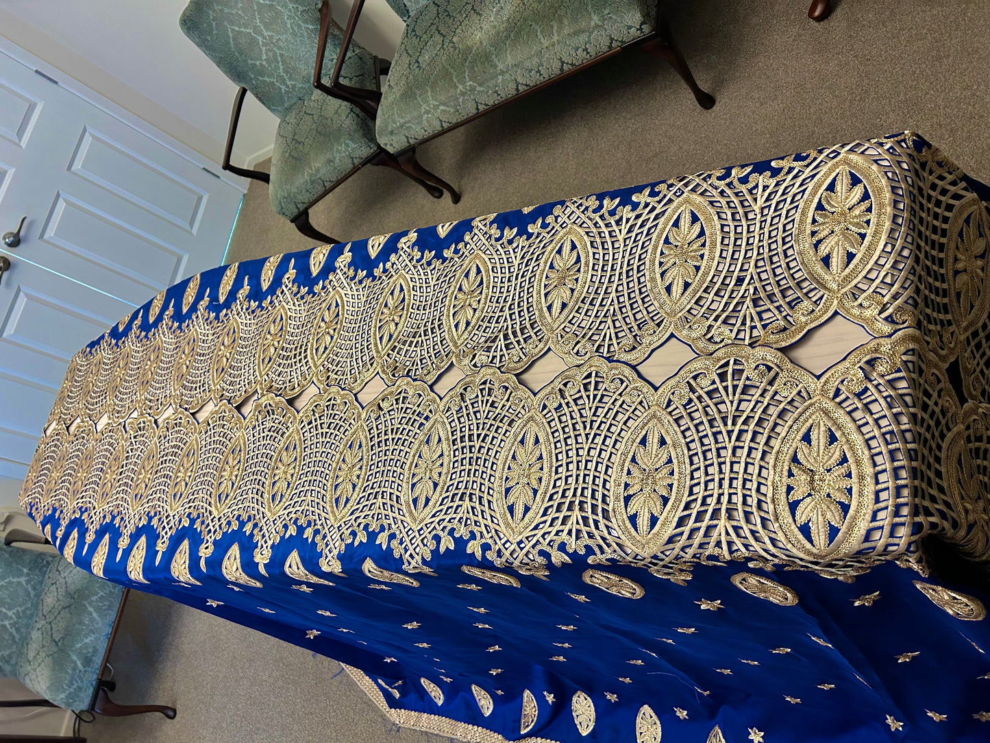 Royal blue with gold finish