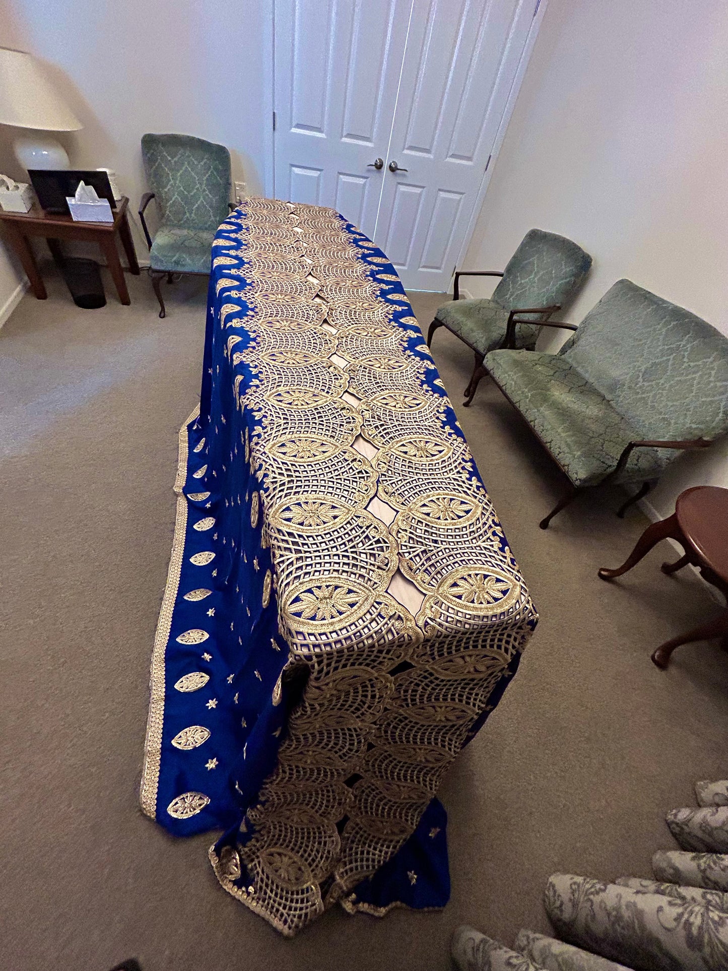 Royal blue with gold finish