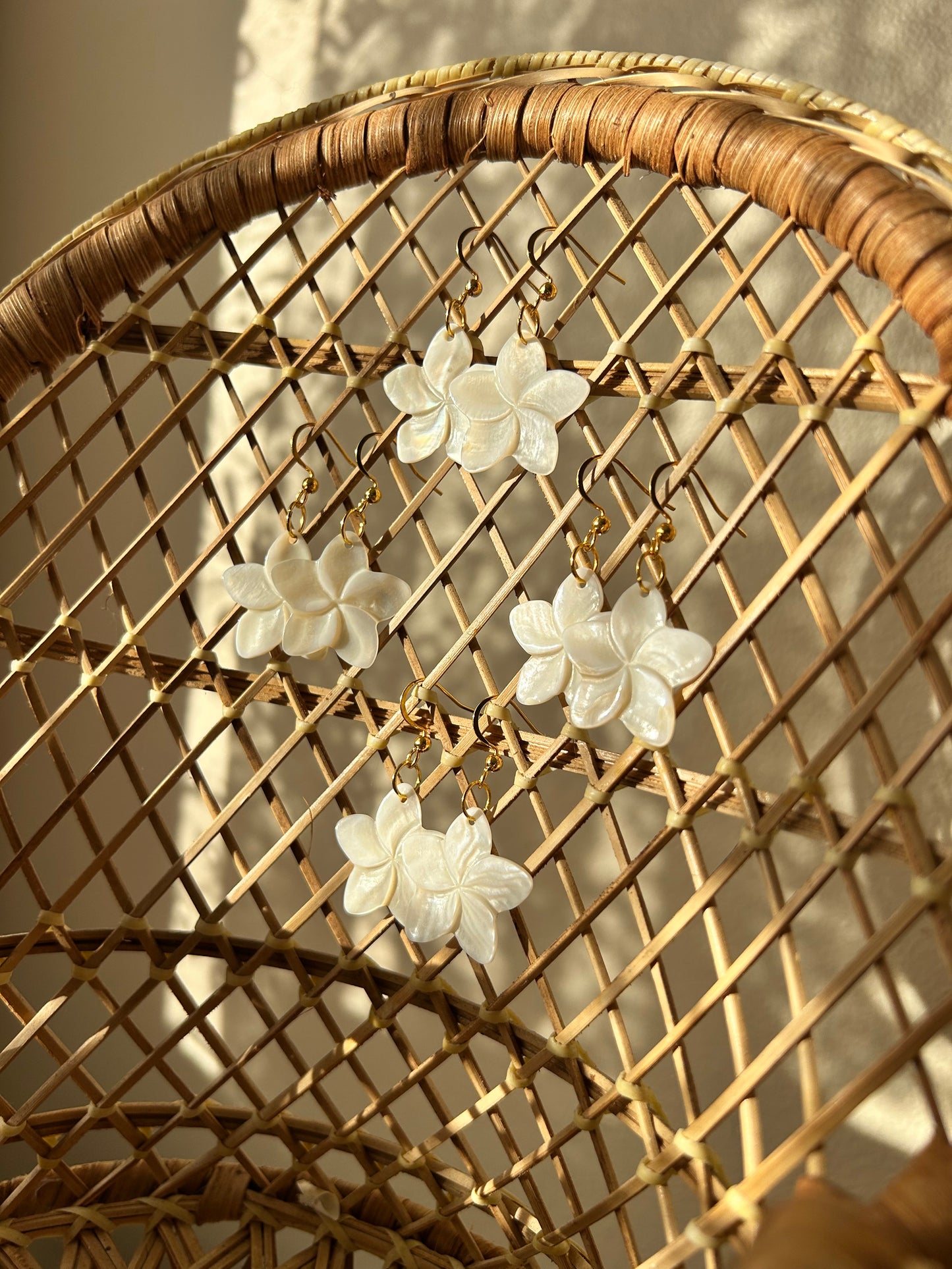 Mother of pearl flower dangles