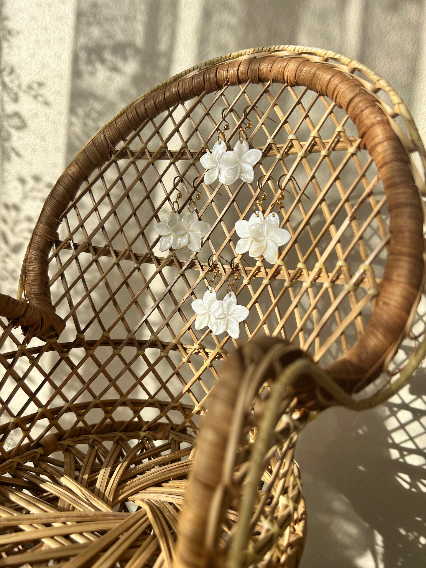 Mother of pearl flower dangles