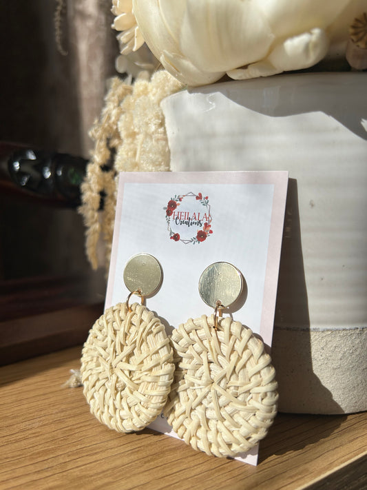 Round rattan earrings