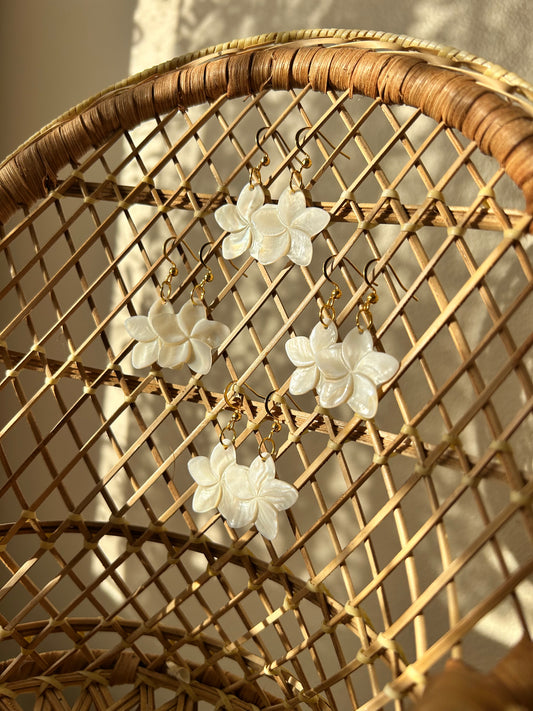Mother of pearl flower dangles