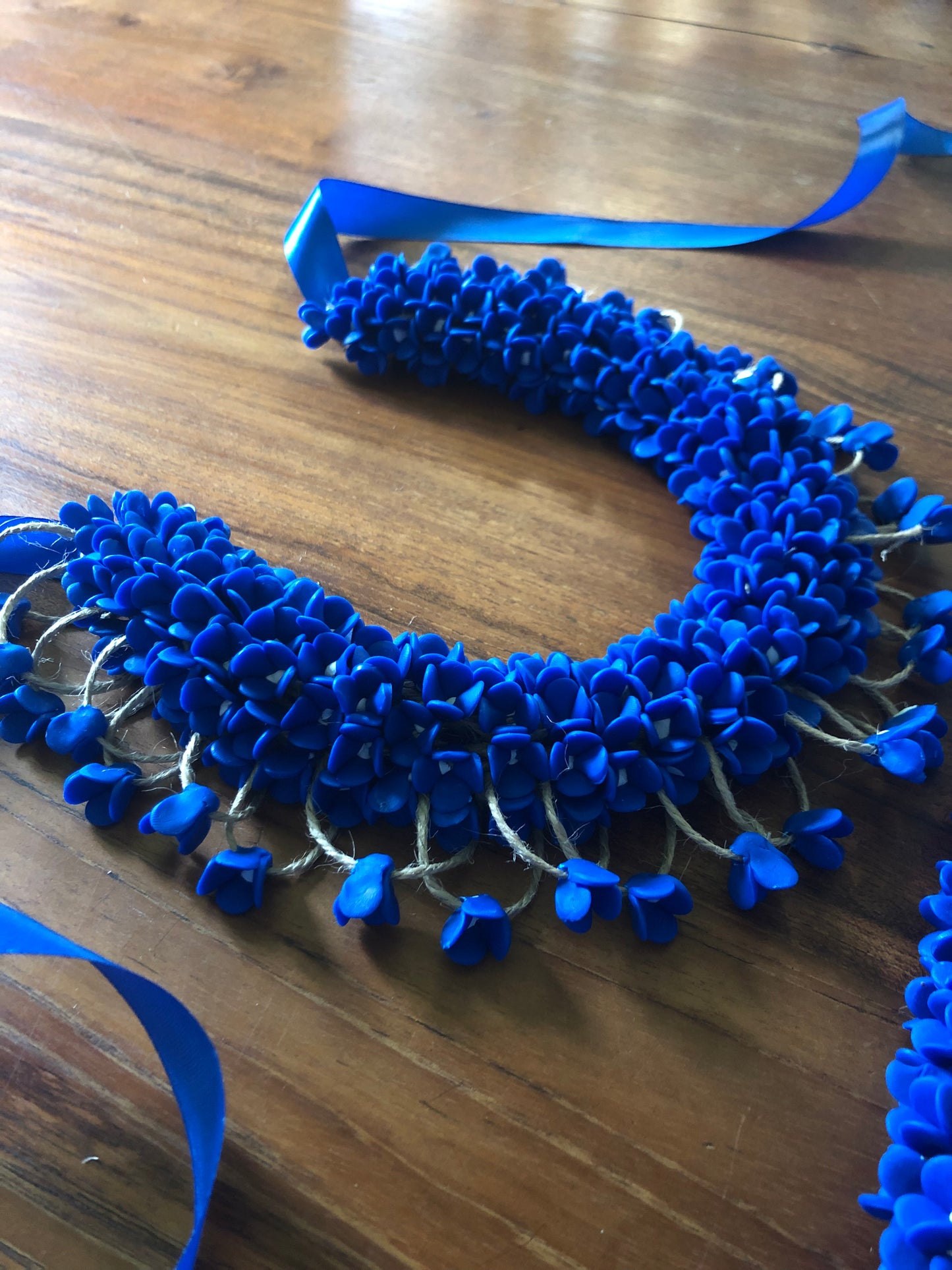 Royal blue necklace with dangles